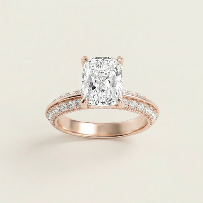 1.75CT Elongated Cushion Cut Lab Grown Diamond Side Stone Ring