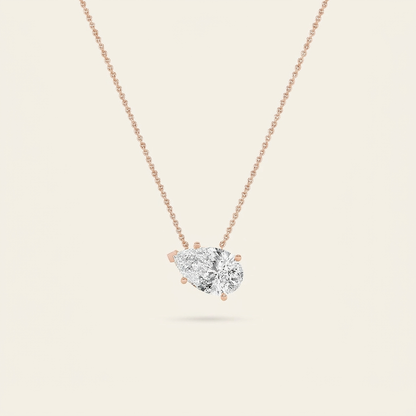 2 Ct Pear Cut Lab Grown Diamond East West Solitaire Necklace