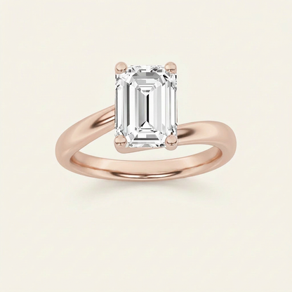 2CT Emerald Cut Lab Grown Diamond Engagement Ring