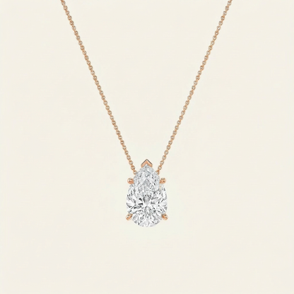 3 Ct Pear Cut Lab Grown Diamond East West Solitaire Necklace