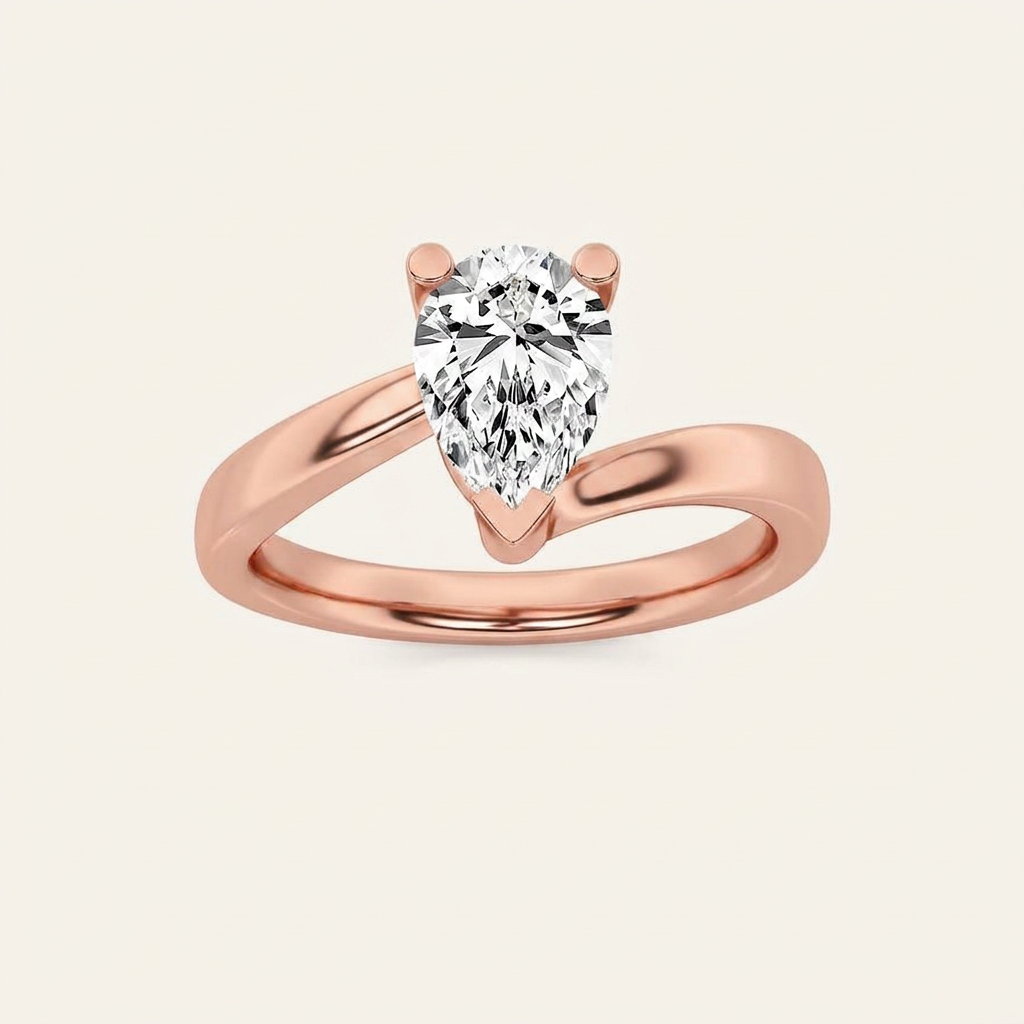 2CT Pear Cut Lab Grown Diamond Solitaire Ring