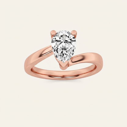2CT Pear Cut Lab Grown Diamond Solitaire Ring