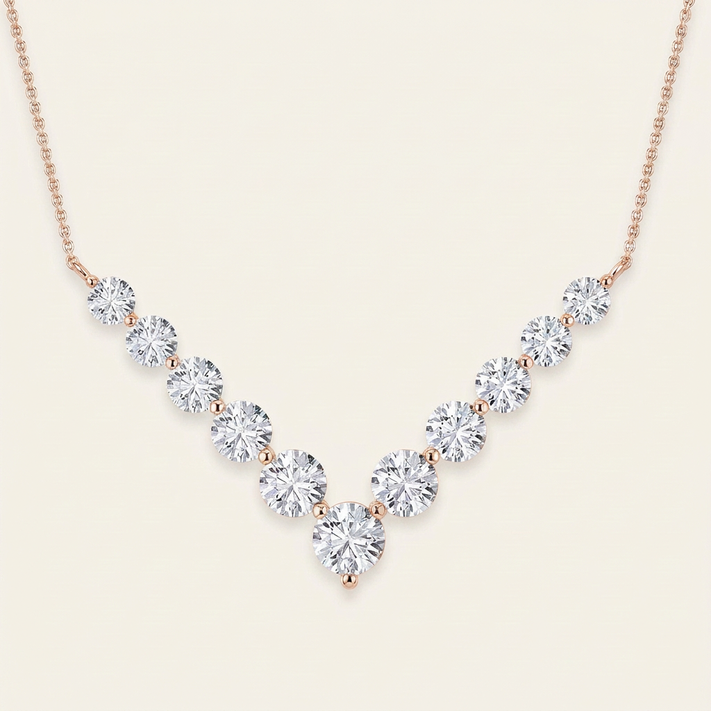 5CT Round Cut Lab Grown Diamond Necklace