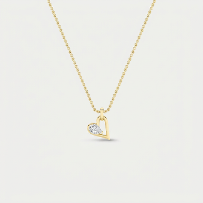 1 Ct Pear Cut Lab Grown Diamond Heart Shaped Dangle Pendant