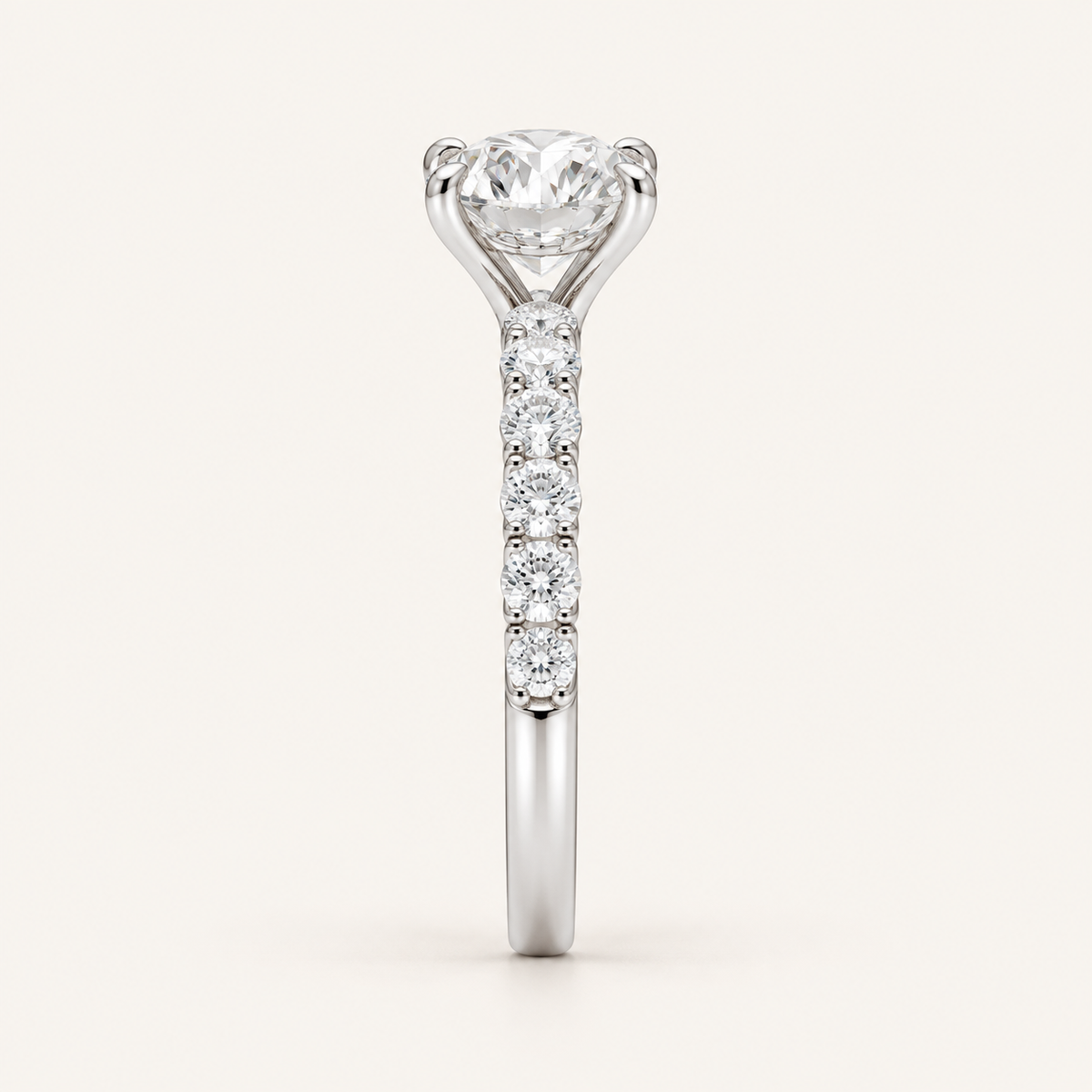 2.00CT Round Cut Lab Grown Diamond Side Stone Ring