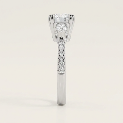 3CT Round Cut Lab Grown Diamond Three Stone Engagement Ring