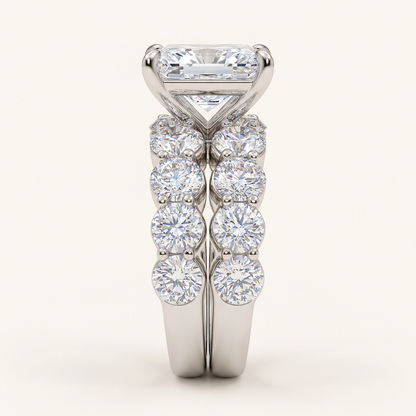 10.00CT Radiant Cut Lab Grown Diamond Bridal Set Ring