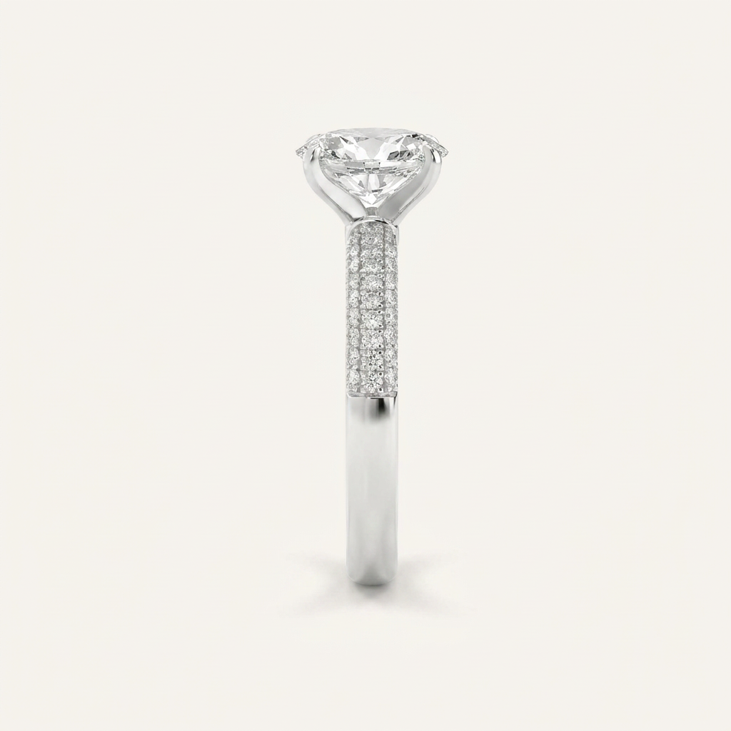 1.5CT Oval Cut Lab Grown Diamond Side Stone Ring