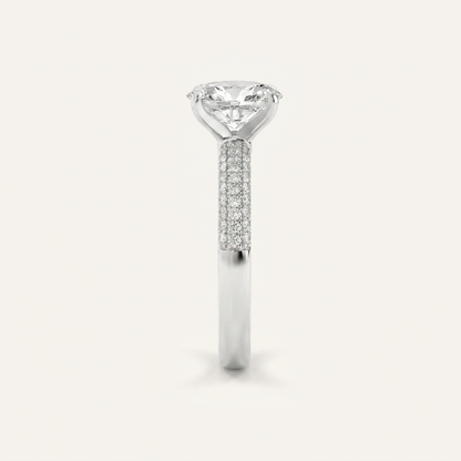 1.5CT Oval Cut Lab Grown Diamond Side Stone Ring