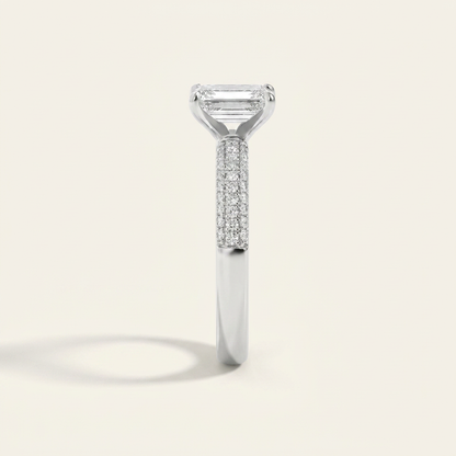1.5CT Emerald Cut Lab Grown Diamond Side Stone Ring