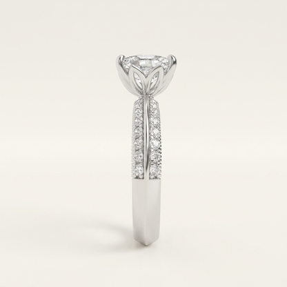 1.75CT Elongated Cushion Cut Lab Grown Diamond Side Stone Ring