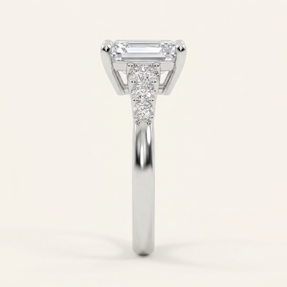 3.75CT Emerald Cut Lab Grown Diamond Side Stone ring