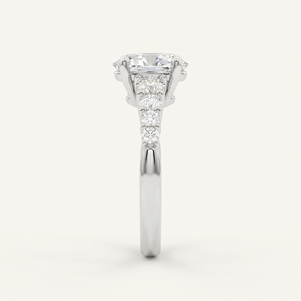 3.75CT Oval Cut Lab Grown Diamond Side Stone ring