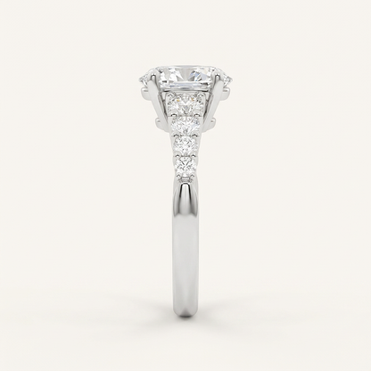 3.75CT Oval Cut Lab Grown Diamond Side Stone ring
