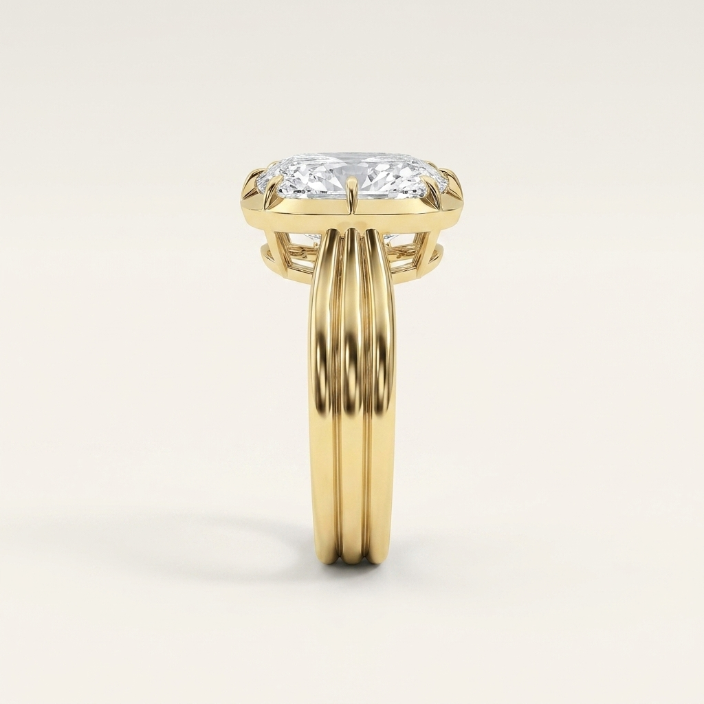 3CT Elongated Cushion Cut Diamond Ring