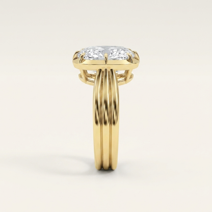 3CT Elongated Cushion Cut Diamond Ring