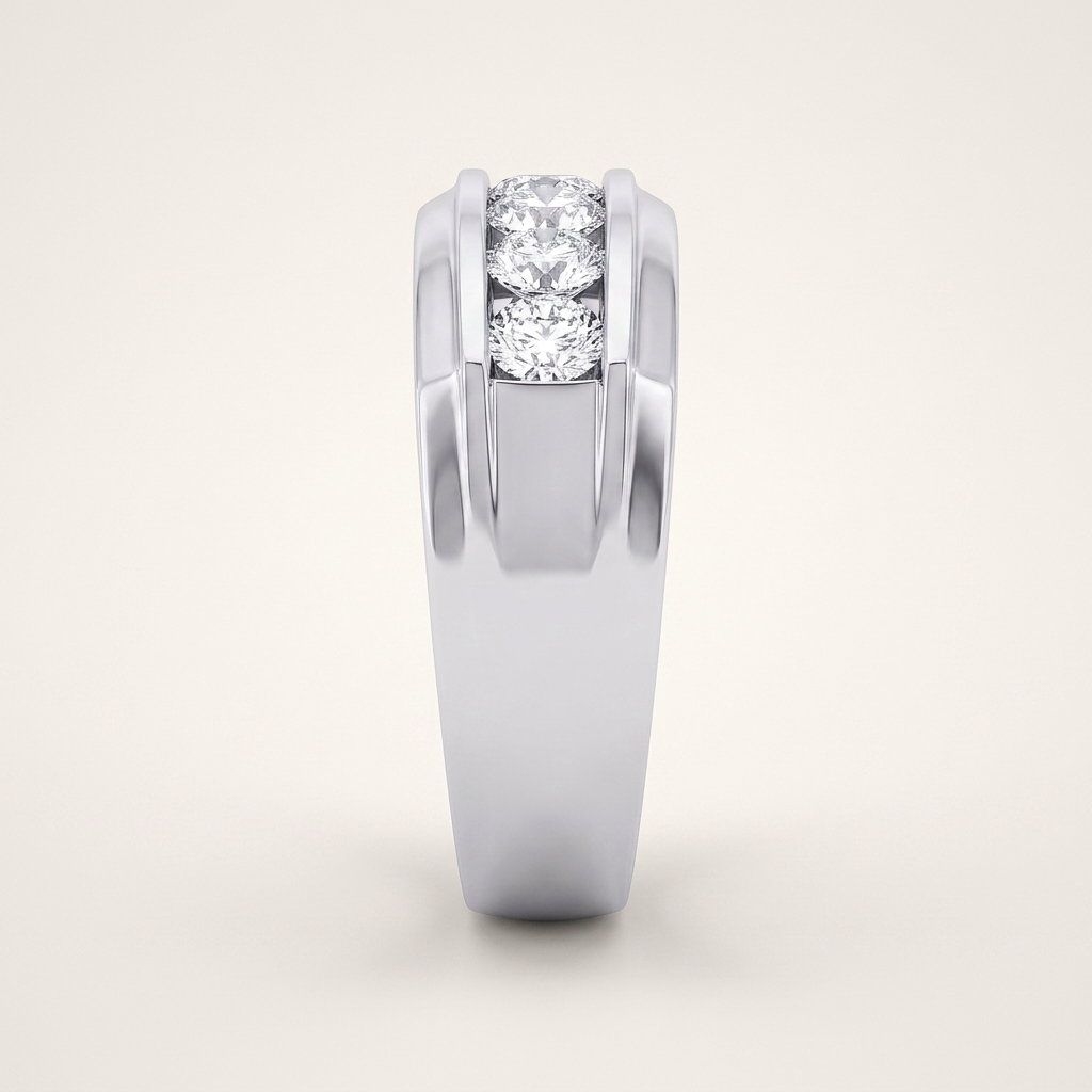 2.00CT Round Cut Lab Grown Diamond Men's Band