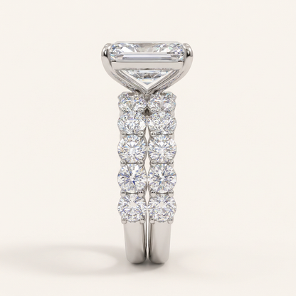 10.00CT Emerald Cut Lab Grown Diamond Bridal Set Ring