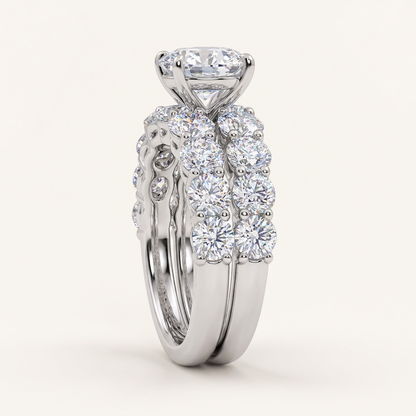 10.00CT Round Cut Lab grown Diamond Bridal Set Ring