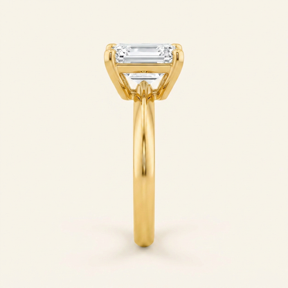 3.00 CT Emerald Cut Lab Grown Diamond Cathedral Trellis Shank Solitaire Engagement Ring