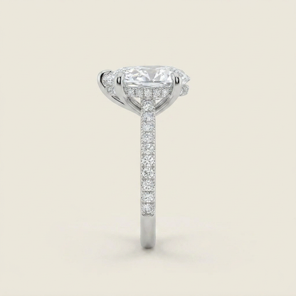 4CT Pear Cut Lab Grown Diamond Side Stone Ring