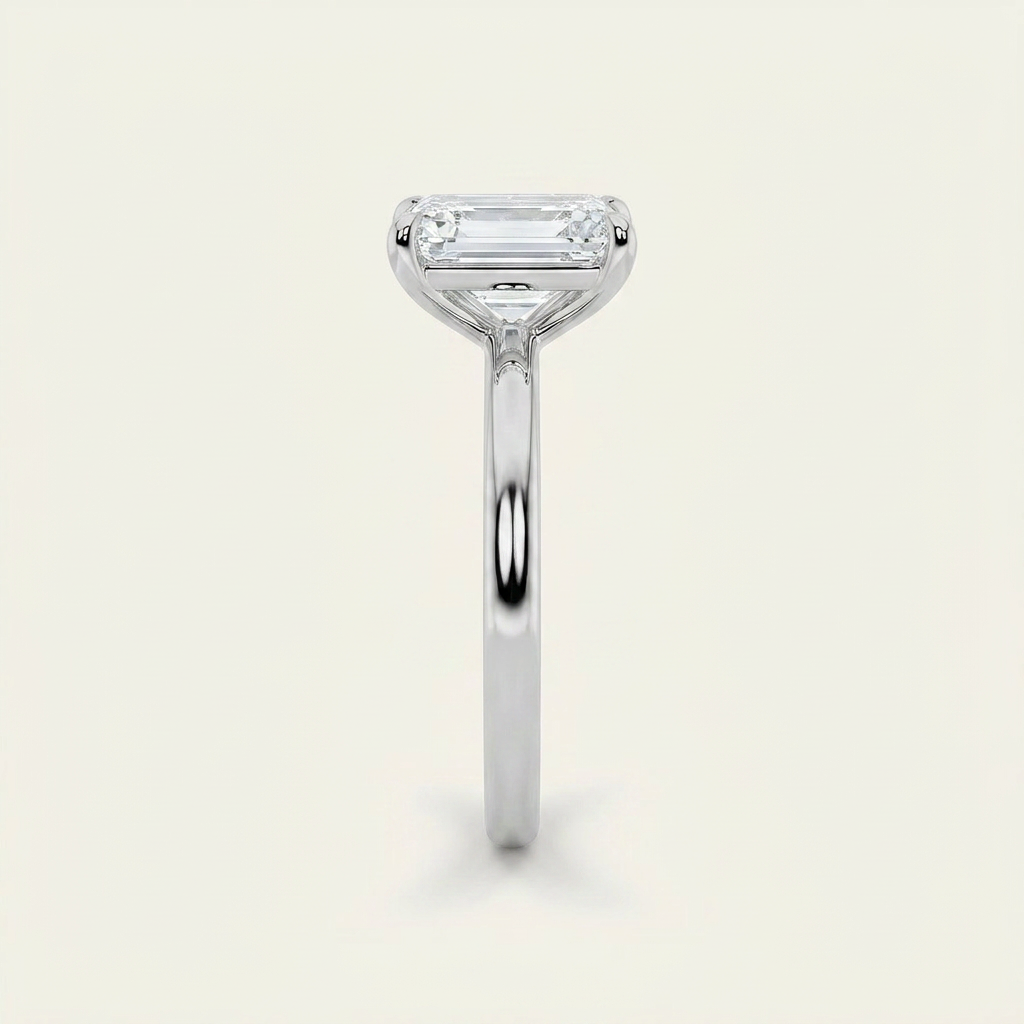 2CT Emerald Cut Lab Grown Diamond Solitaire Ring