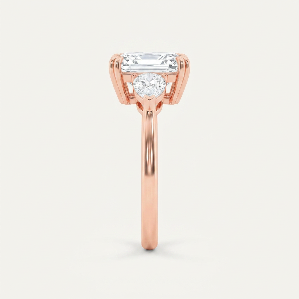 3CT Radiant Cut Lab Grown Diamond Three Stone Ring