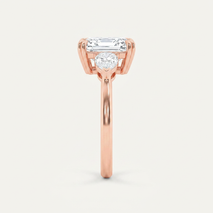 3CT Radiant Cut Lab Grown Diamond Three Stone Ring