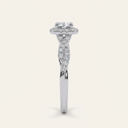 0.53 CT Round Cut Lab Grown Diamond Promise Halo Ring