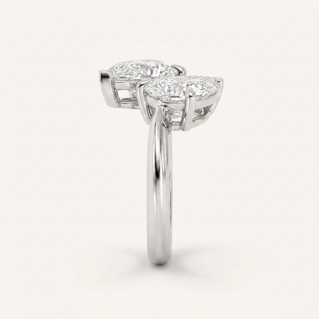3.00 CT Pear Cut Lab Grown Diamond Toi et Moi Ring