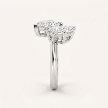 3.00 CT Pear Cut Lab Grown Diamond Toi et Moi Ring