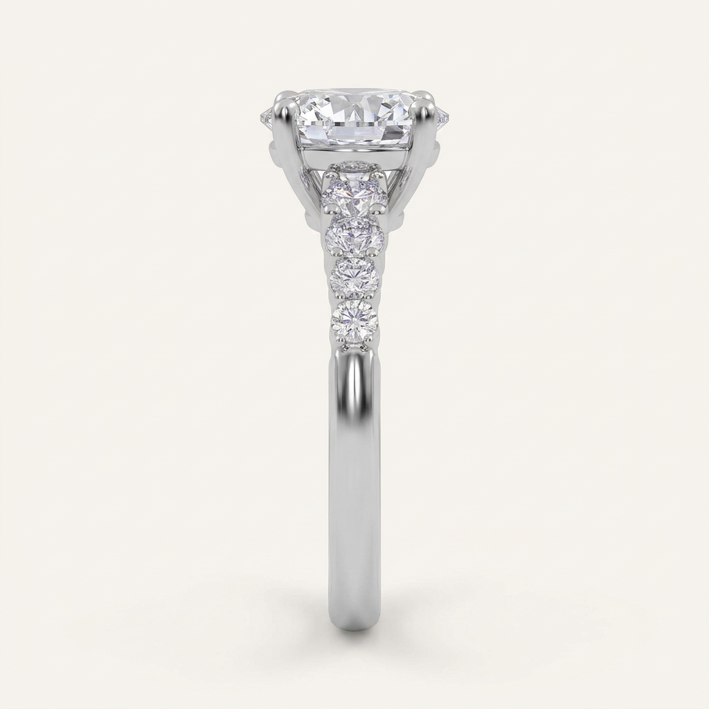 3.75CT Round Cut Lab Grown Diamond Side Stone ring