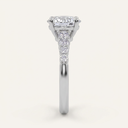 3.75CT Round Cut Lab Grown Diamond Side Stone ring