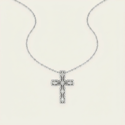 3 Ct Emerald Cut Lab Grown Diamond Cross Pendant
