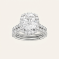 4.00CT Cushion Cut Lab Grown Diamond Halo Bridal Set