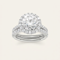 4.00CT Round Cut Lab Grown Diamond Halo Bridal Set