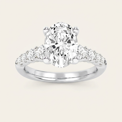 3.75CT Oval Cut Lab Grown Diamond Side Stone ring
