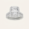 4.00CT Radiant Cut Lab Grown Diamond Halo Bridal Set