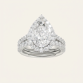 4.00CT Pear Cut Lab Grown Diamond Halo Bridal Set