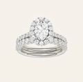 2.00CT Oval Cut Lab Grown Diamond Halo Bridal Set
