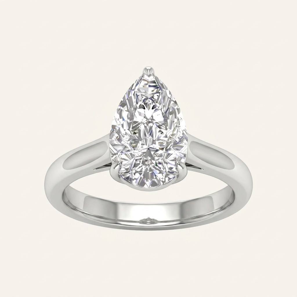 5.00CT Pear Cut Lab Grown Diamond Solitaire Ring