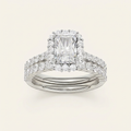 2.00CT Radiant Cut Lab Grown Diamond Halo Bridal Set