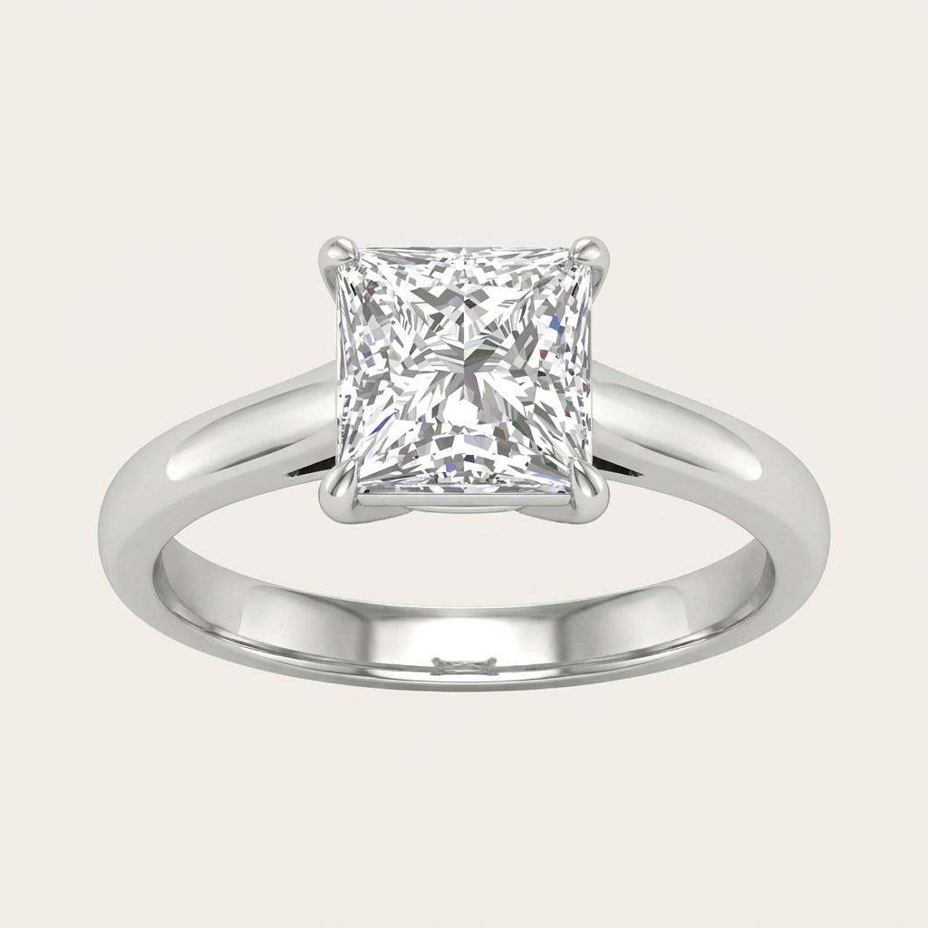 5.00CT Princess Cut Lab Grown Diamond Solitaire Ring
