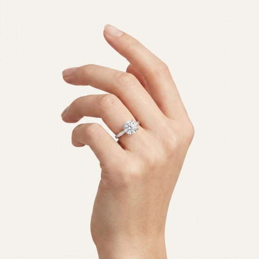 2CT Round Cut Certified Lab Grown Diamond Solitaire Ring