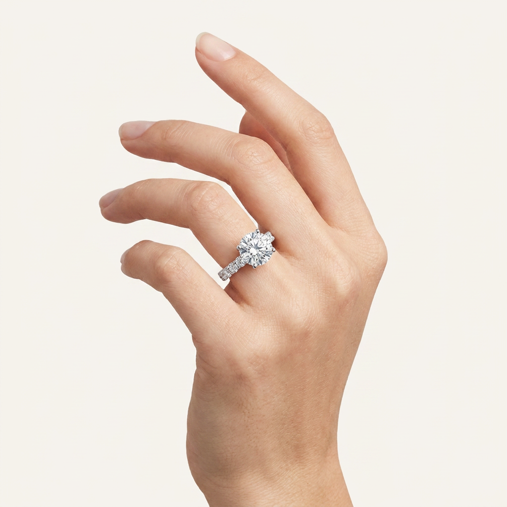 6.6CT Round Cut Certified Lab Grown Diamond Cluster Ring