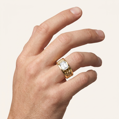 2CT Radiant Cut Diamond Solitaire East West Men's Ring
