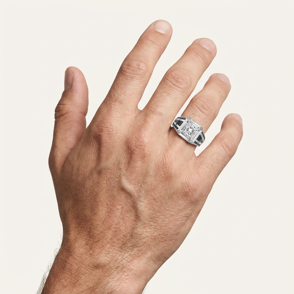 2CT Princess Cut Certified Lab Grown Diamond Solitaire Men's Ring
