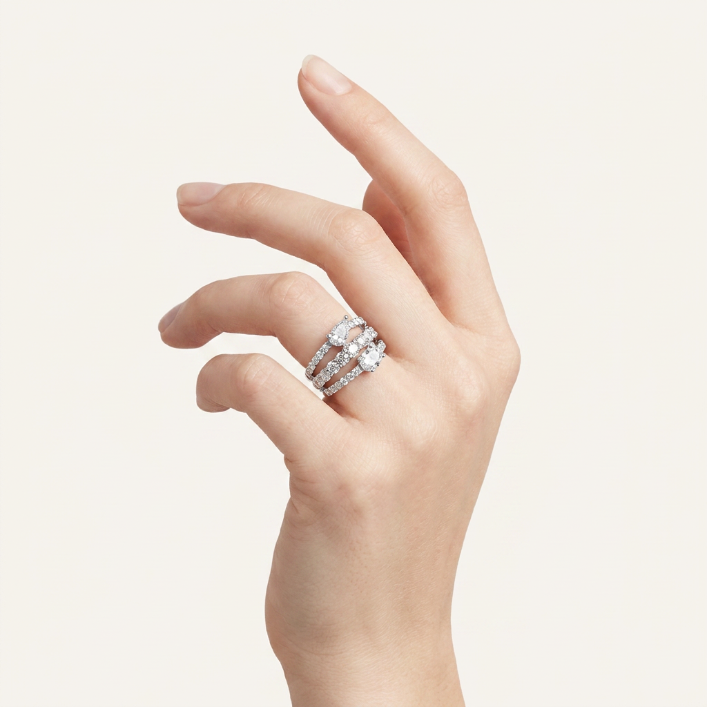 2.93CT Pear and Round Cut Certified Lab Grown Diamond Cluster Ring