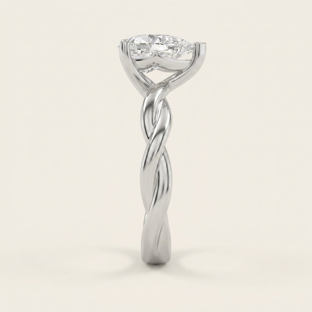 2CT Pear Cut Lab Grown Diamond Solitaire Engagement Ring