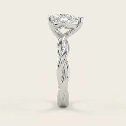 2CT Pear Cut Lab Grown Diamond Solitaire Engagement Ring
